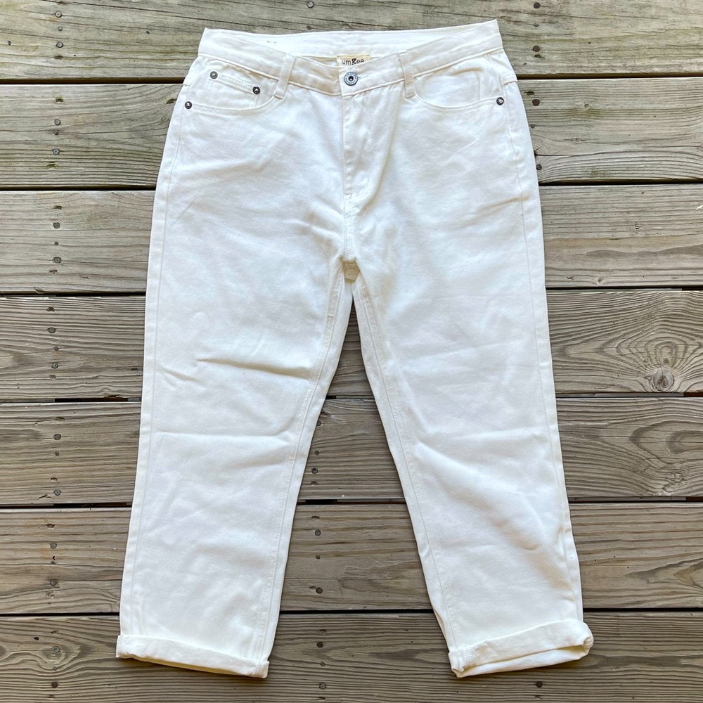 Umgee Denim Atlas Cropped Jeans, White, Size 5